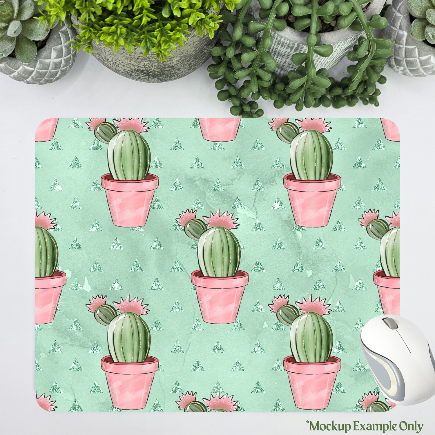 Sweet Cacti Cactus Computer gaming Mousepad in Pink or Mint