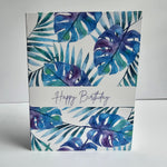 Watercolour tropical monstera houseplant birthday greeting card