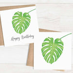 Monstera Leaf Happy Birthday houseplant Greeting Card