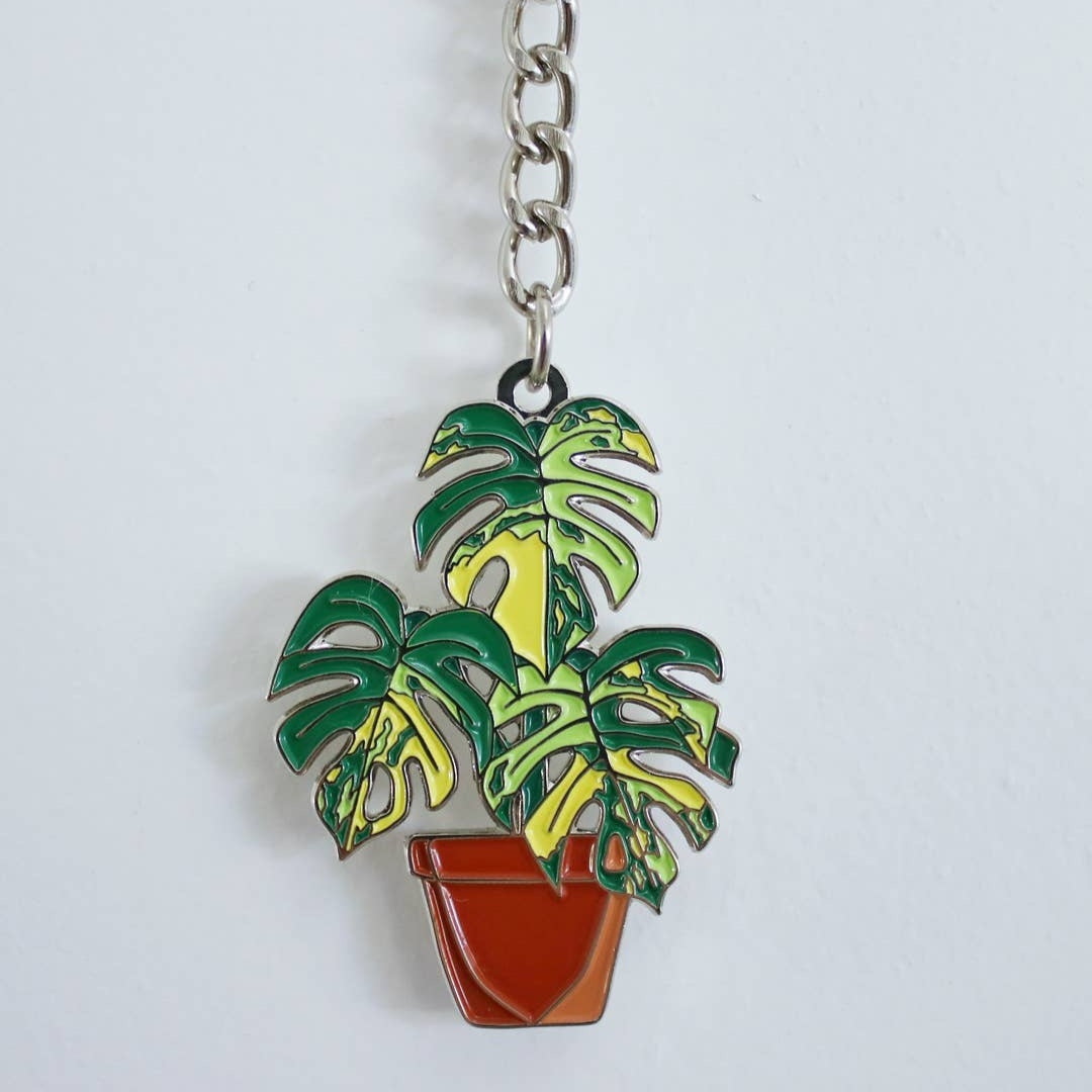 Monstera aurea variegated houseplant keyring