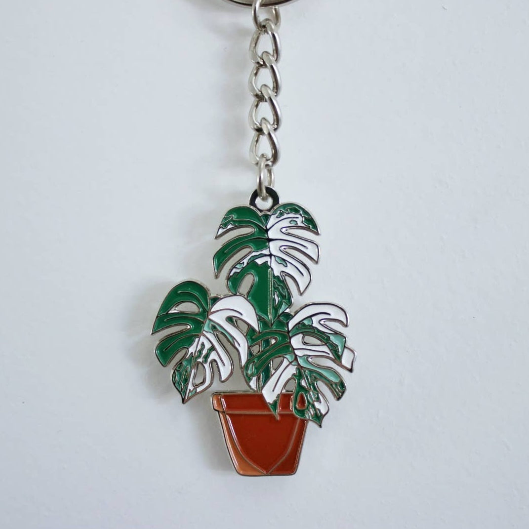 Monstera albo Variegated metal keyring