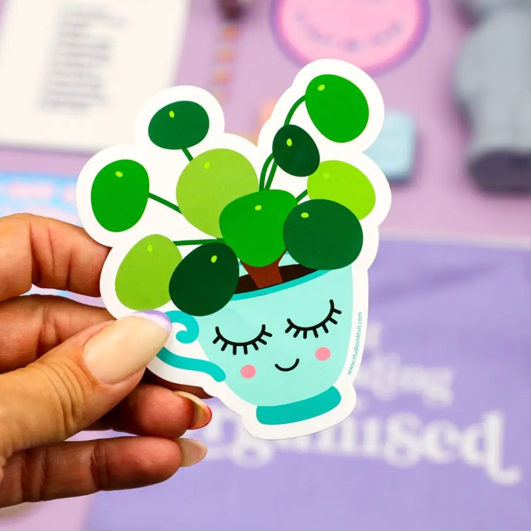 Teacup Pilea Houseplant Vinyl Sticker