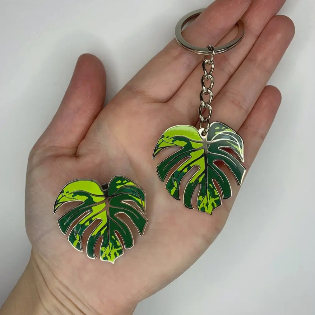 Monstera Aurea Variegated Keyring