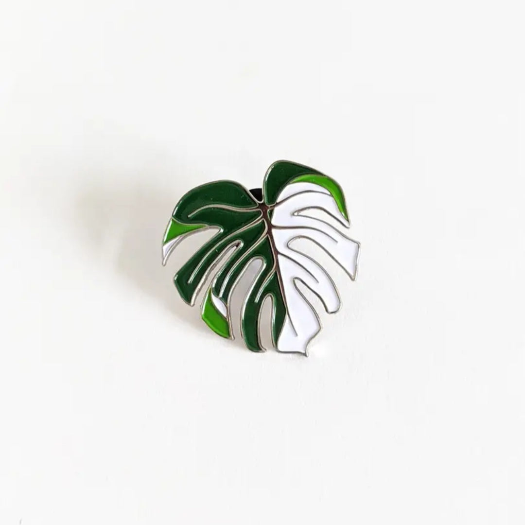 Monstera Albo Variegated Halfmoon Enamel Lapel Pin