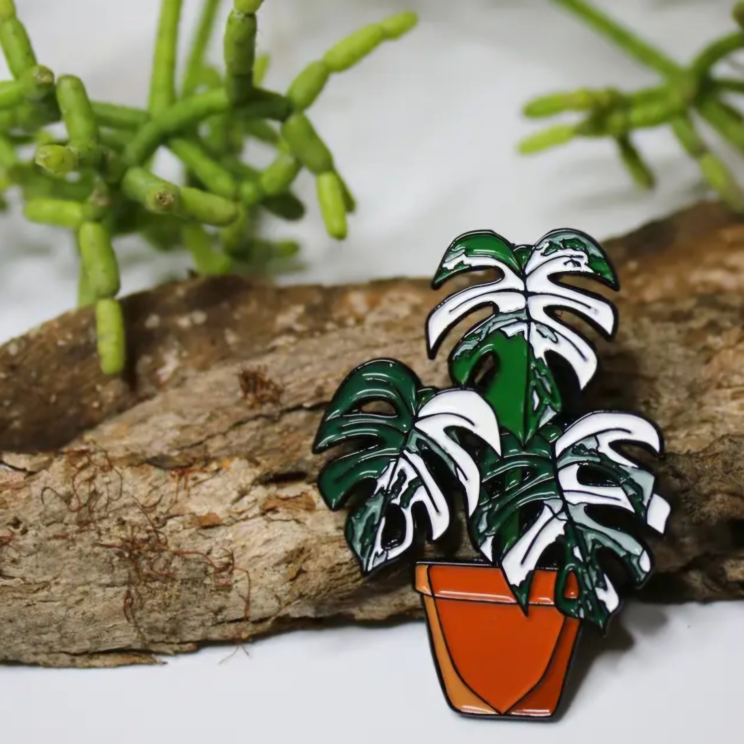 Monstera Albo Variegated Enamel Lapel Pin