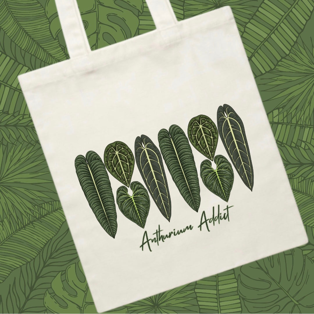 Anthurium Addict Houseplants Beige Cotton Canvas Tote Bag