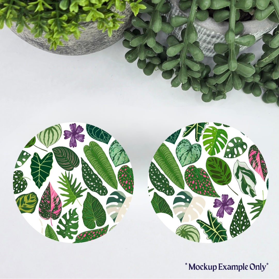 Aroid Confetti Rare Houseplant Leaves Car Coasters - Set of 2