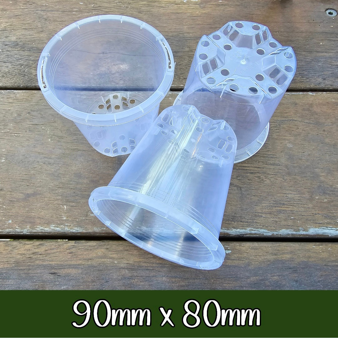 90mm Clear Plastic Plant Pot