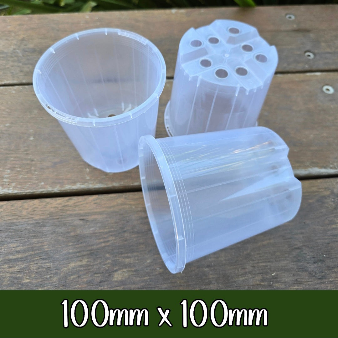 100mm Clear Plastic Plant Pot