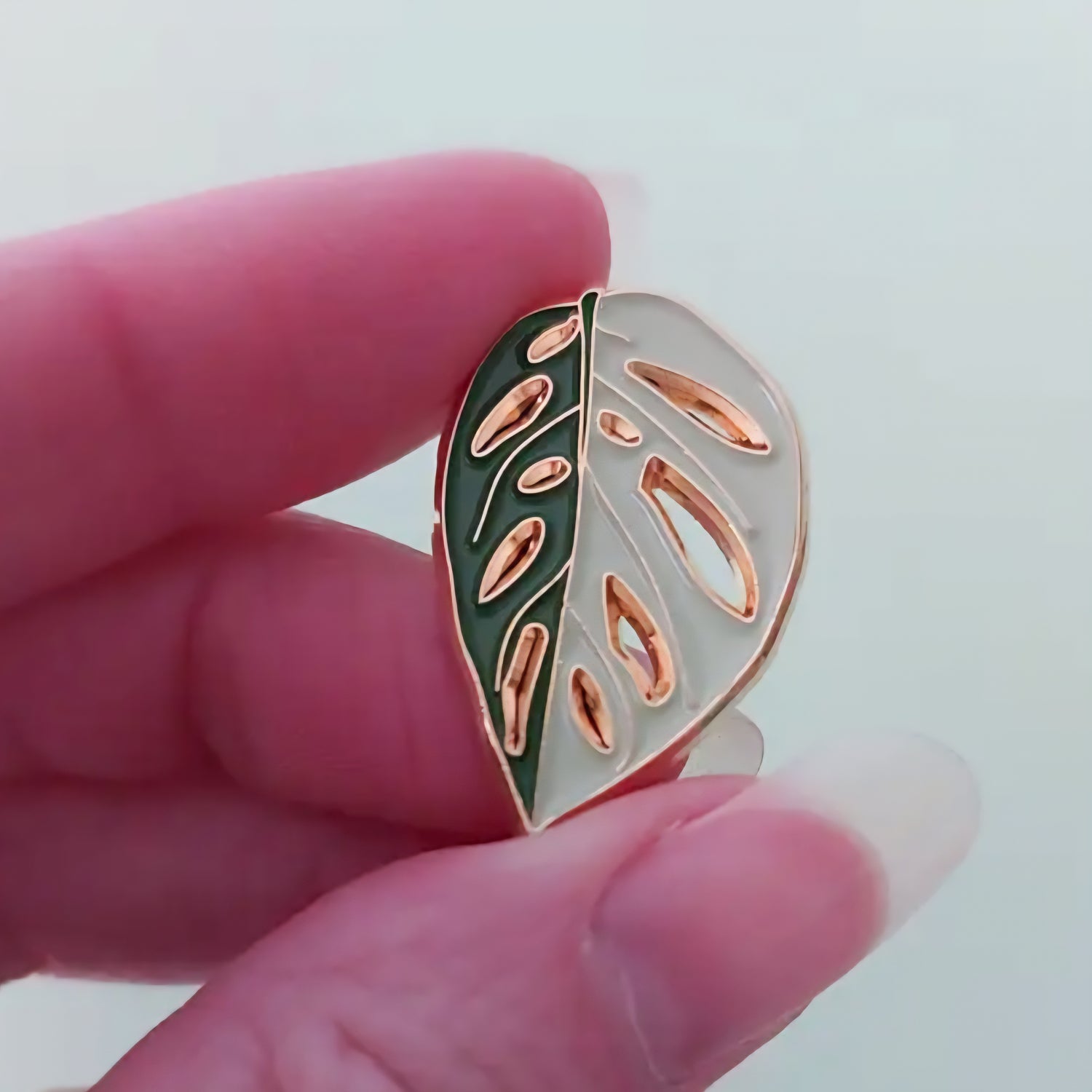 Monstera Adansonii Variegated|Green Enamel Houseplant Pin - 2 designs to choose from