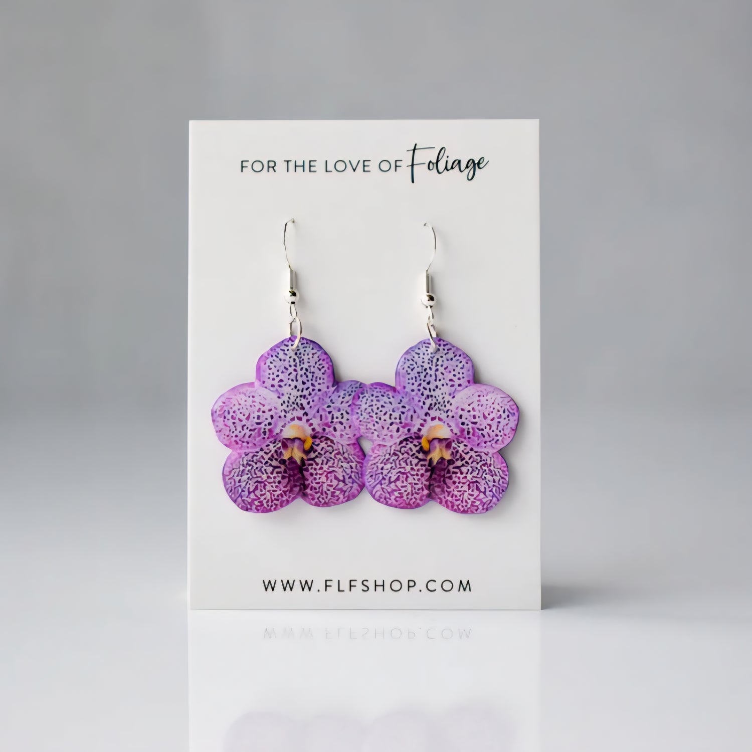 Purple Orchid Bloom Houseplant Earrings with Stirling silver hooks