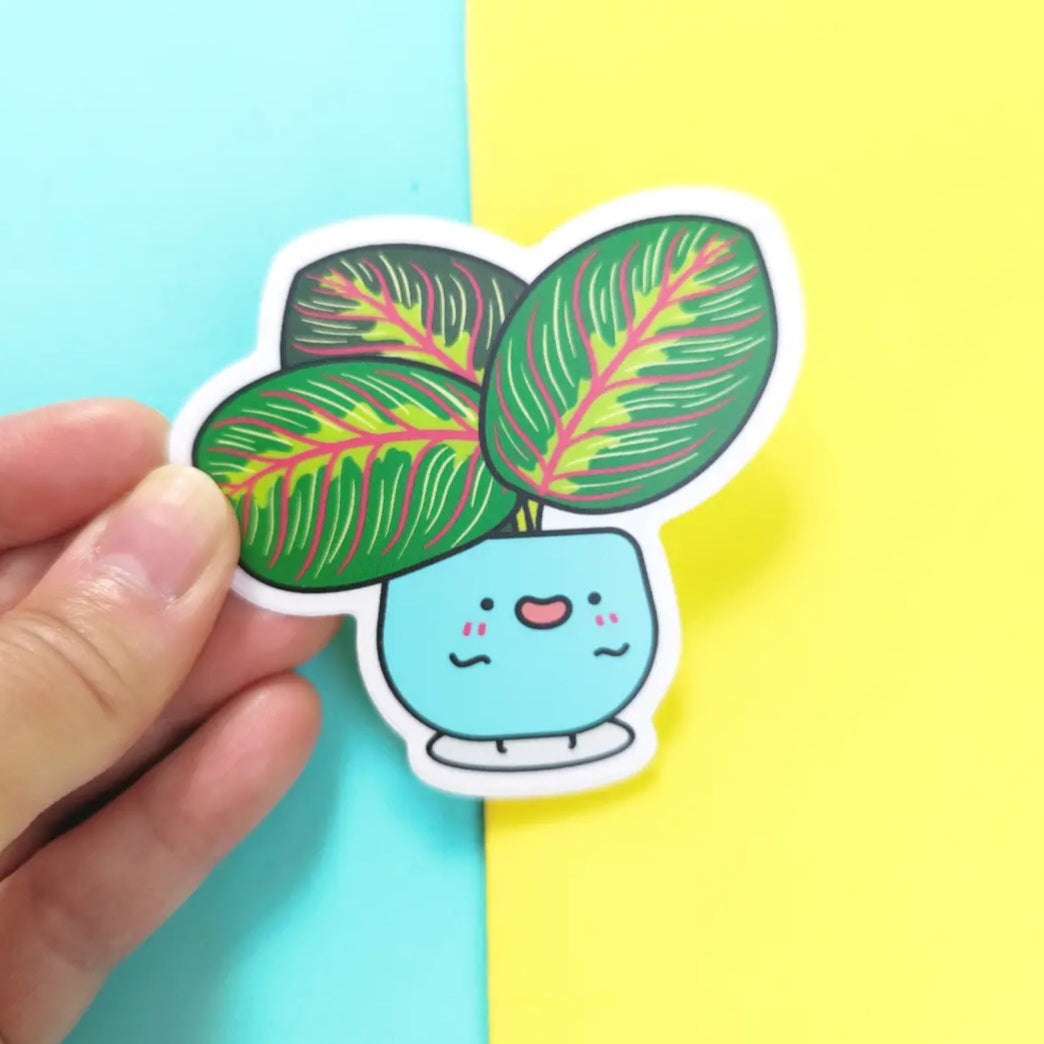 Prayer Plant Buddies WHITE Vinyl Houseplant Sticker