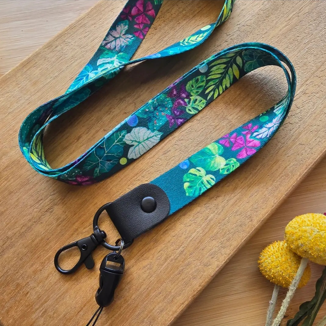 🌿NEW STYLE🌿 Watercolour Plant Themed Lanyard with safety Clasp, Eco Friendly