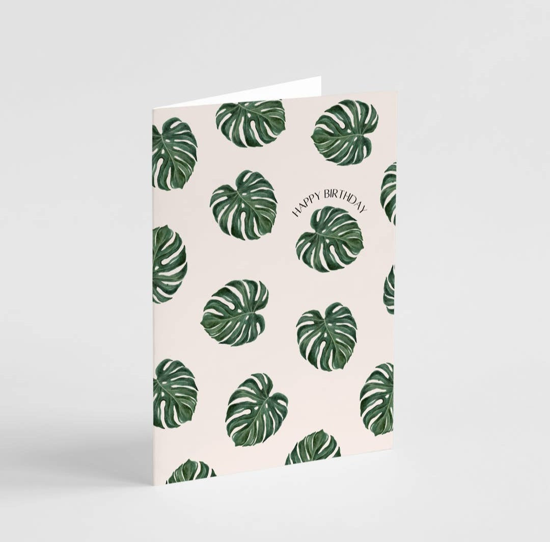 Monstera Leaf Birthday plant Greeting Card