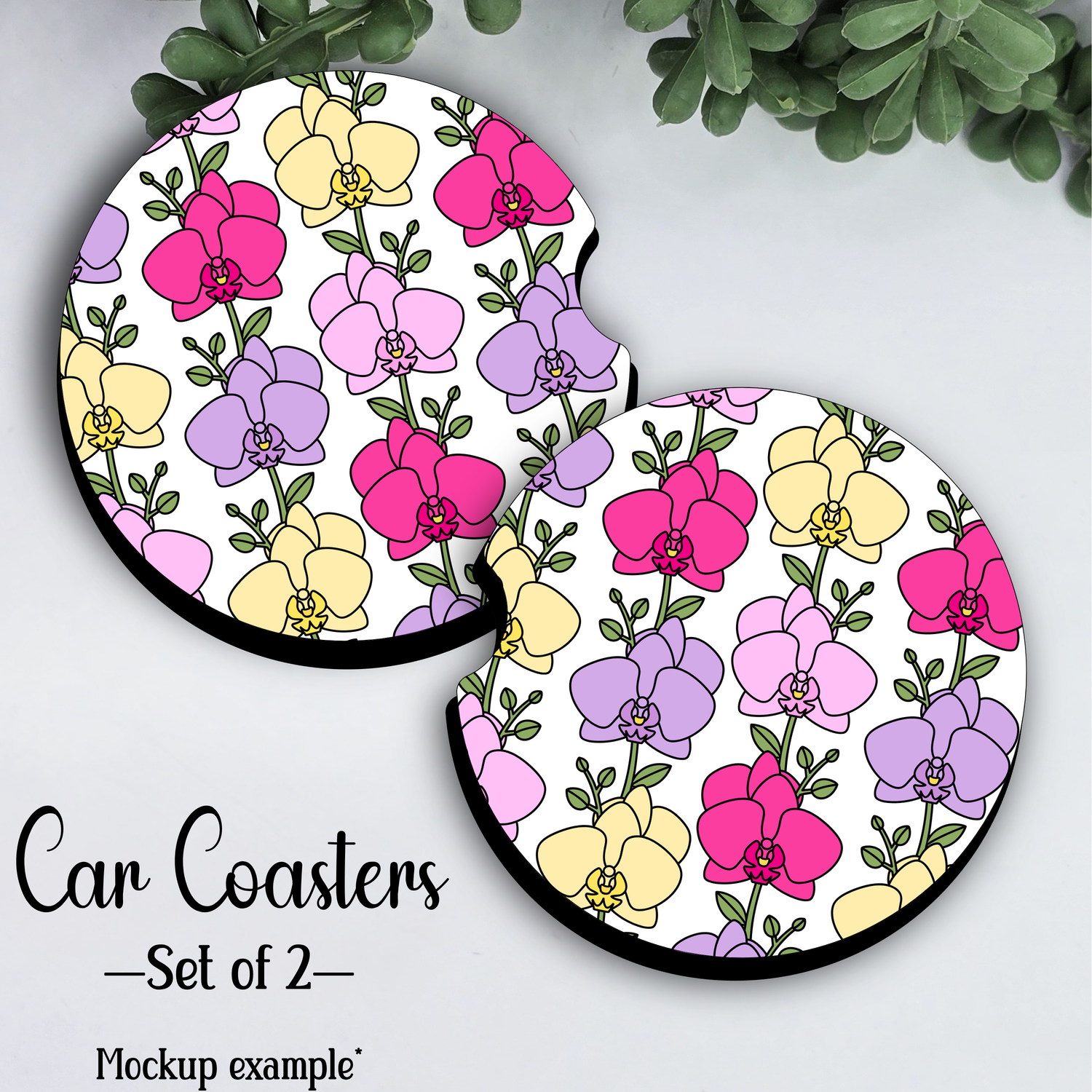 Orchid Obsession Car Coasters - Set of 2, Car Cup Holder accessories