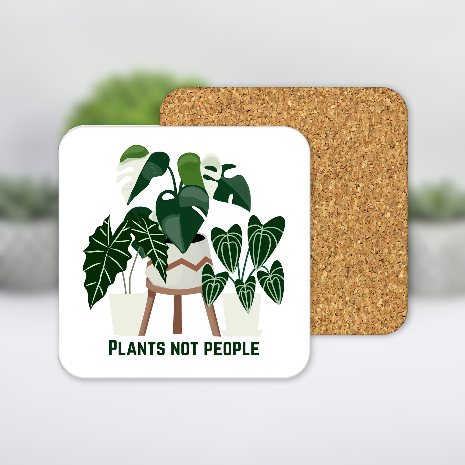 'Plants Not People" Rare Houseplants MDF Coaster with cork backing