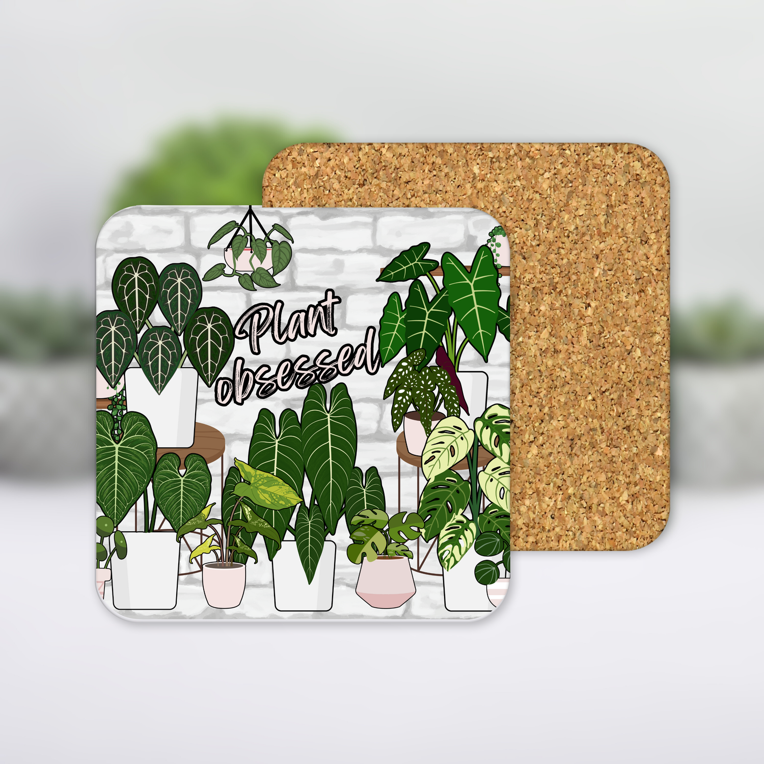 Plant Obsessed Rare Houseplants MDF Coaster with cork backing
