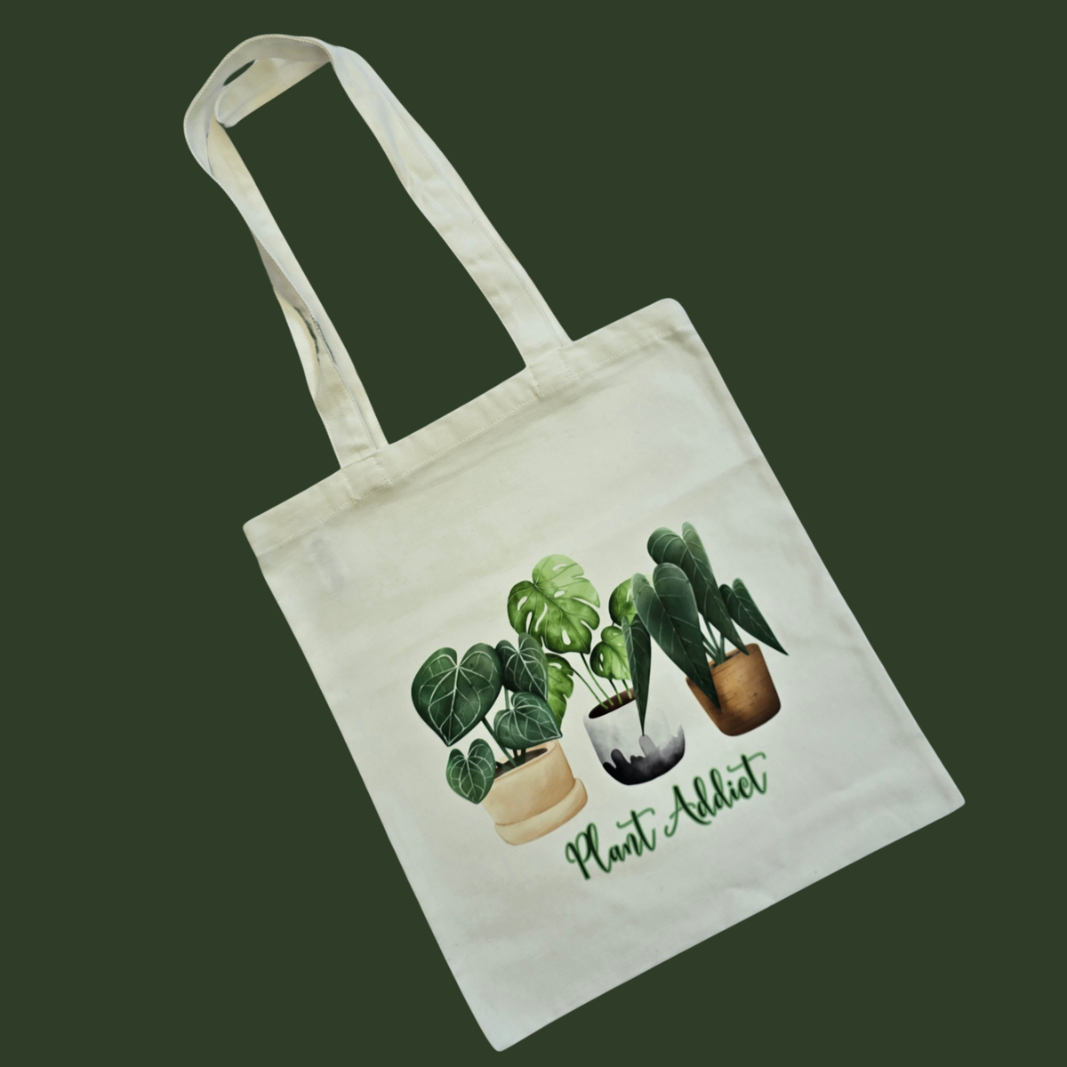 Plant Addict Cotton Canvas Tote Bag in Beige