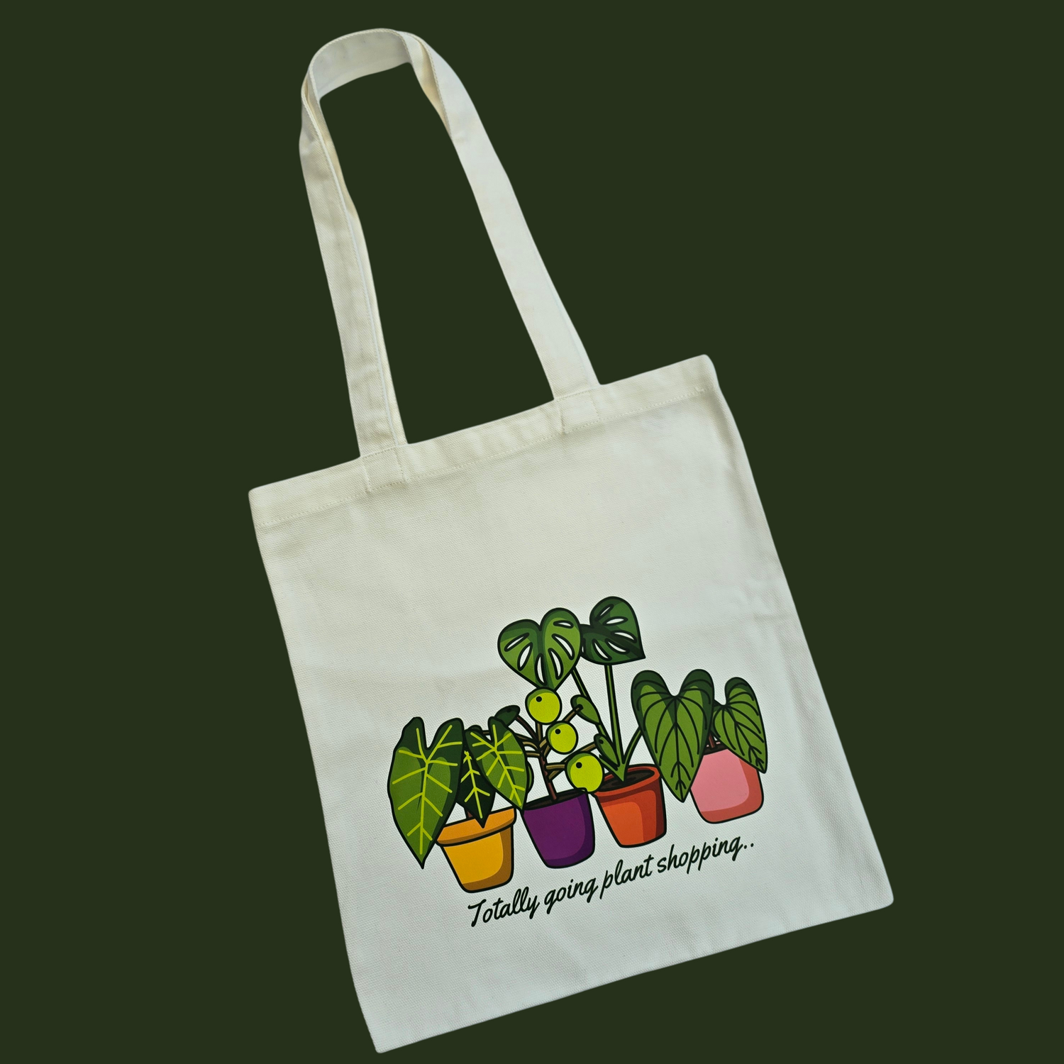 Totally Going Plant Shopping Bright Pots Houseplant Cotton Canvas Tote Bag