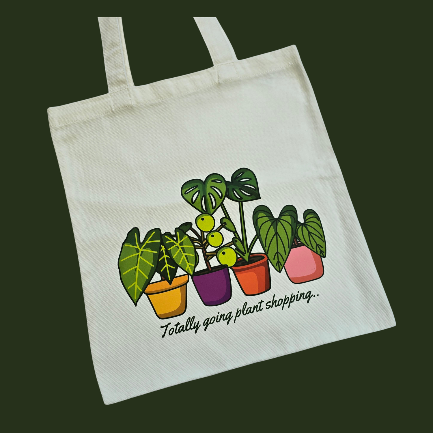 Totally Going Plant Shopping Bright Pots Houseplant Cotton Canvas Tote Bag