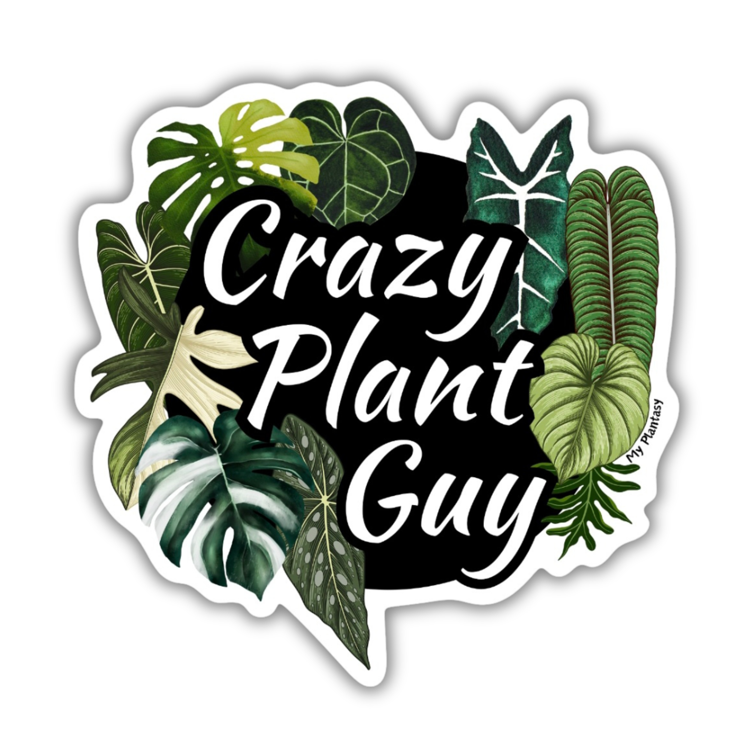 Large Crazy Plant Guy WHITE Vinyl Houseplant Sticker