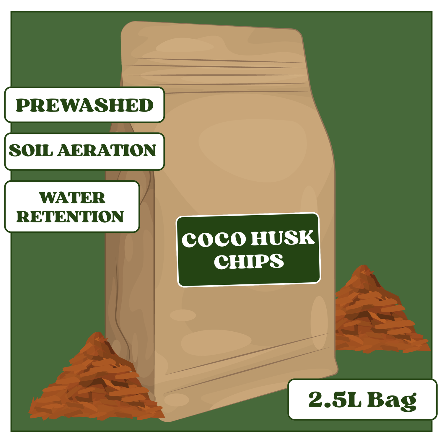 Premium Co Co Husk Chips 2.5L bag | For Aroid Soil Mixes
