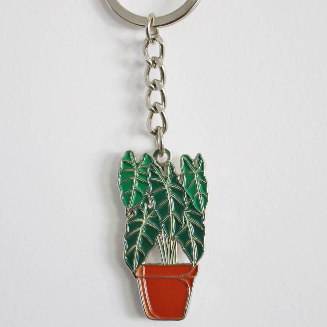 Alocasia Frydek houseplant keyring