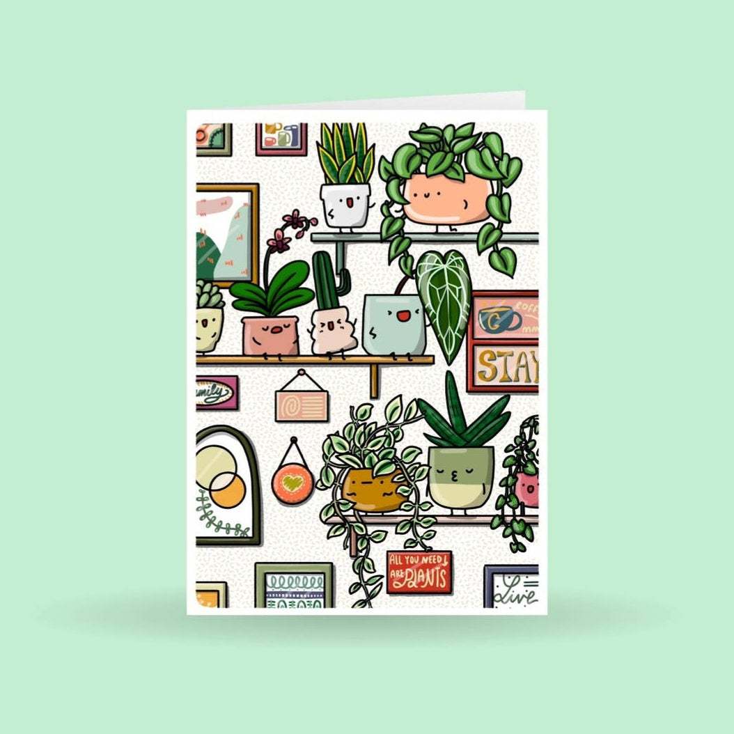 Houseplants Wall Shelf Blank Greeting Card