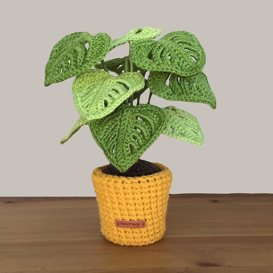 monstera crochet plant Handmade Crochet Monstera Potted Plant Decor – My Plantasy